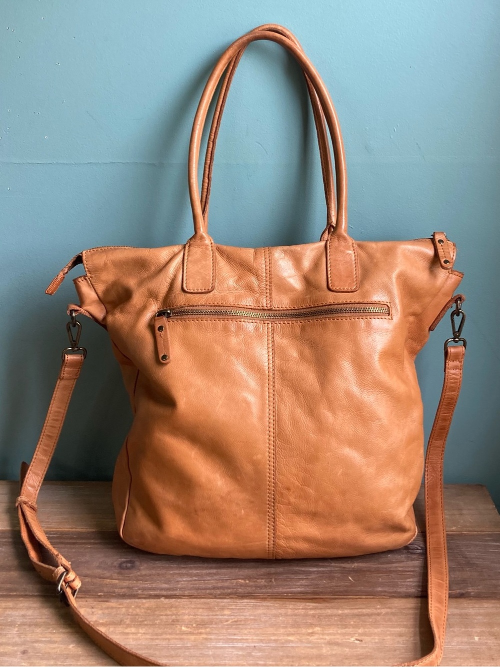 Vintage Style Handcrafted in India Studded Leather Slouchy Tote Bag - Picture 5 of 6